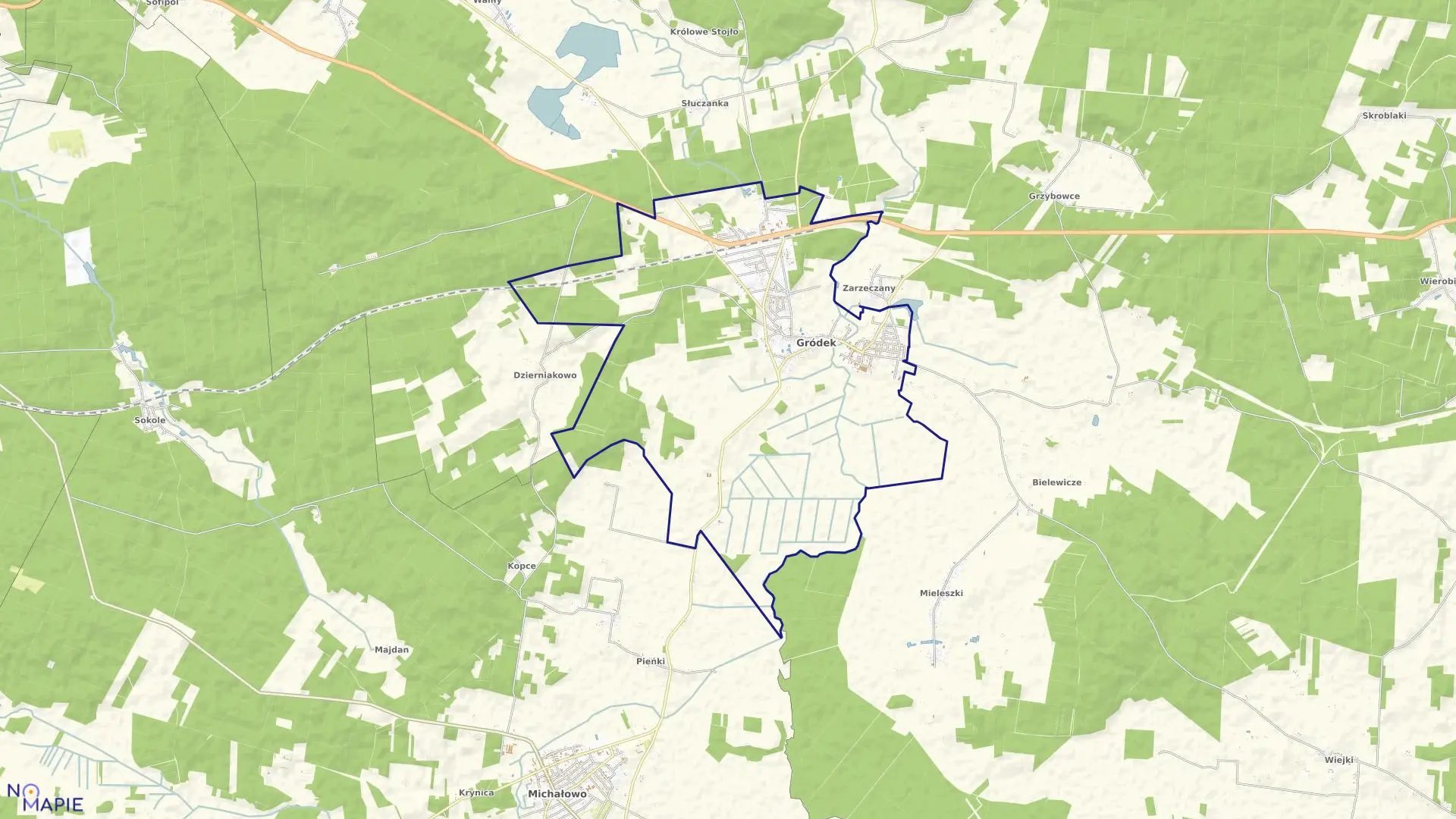 Mapa obrębu GRÓDEK w gminie Gródek