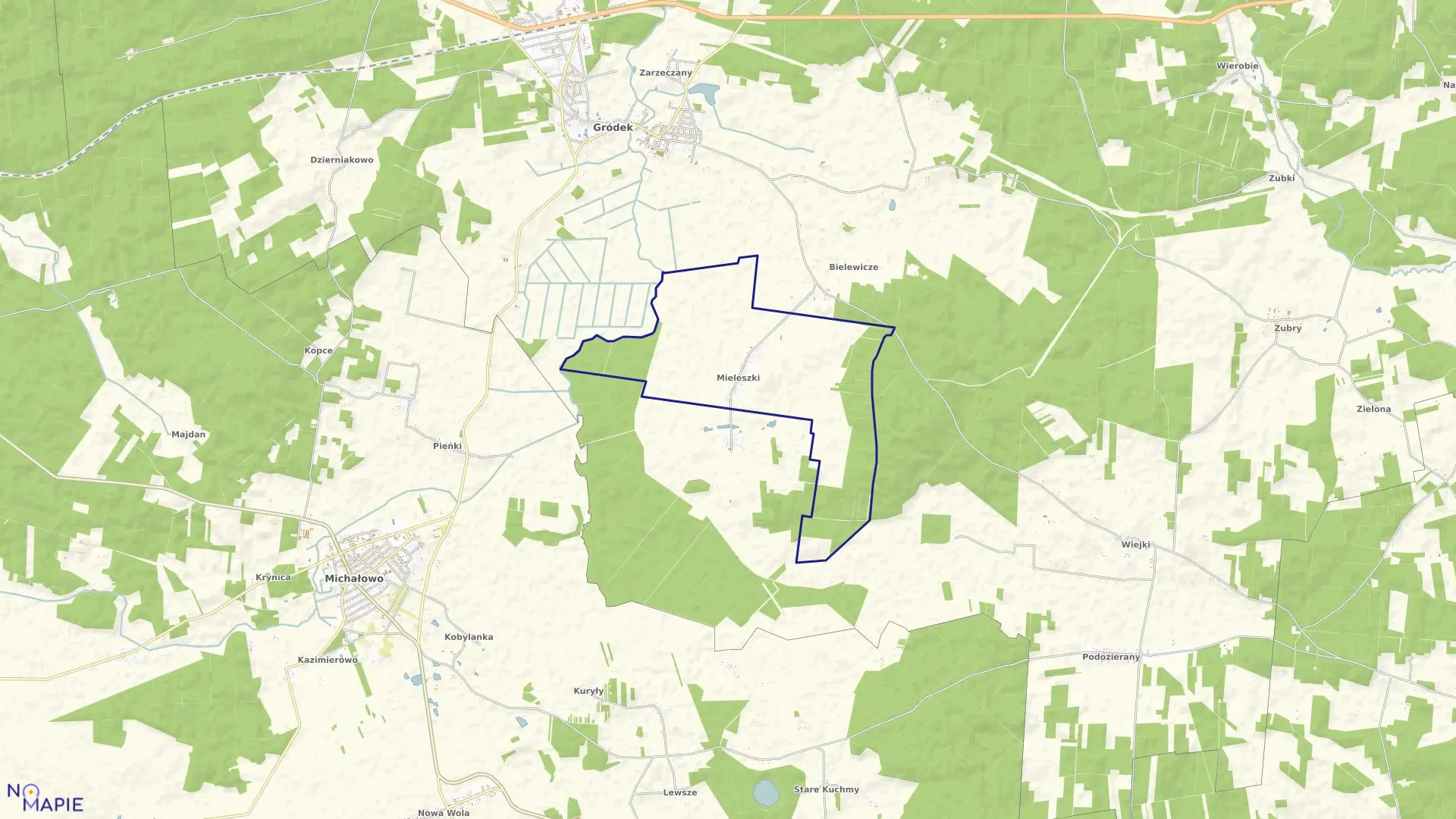 Mapa obrębu MIELESZKI w gminie Gródek