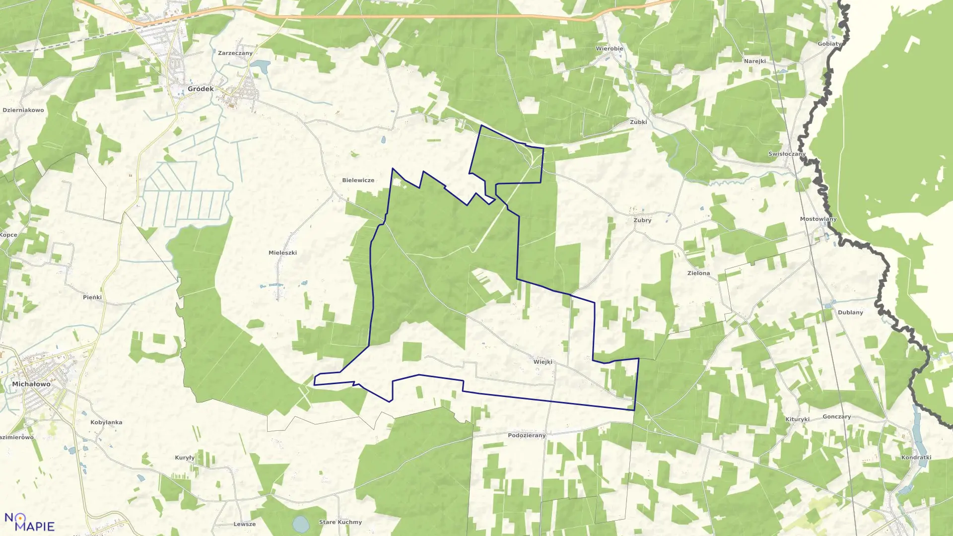 Mapa obrębu WIEJKI w gminie Gródek